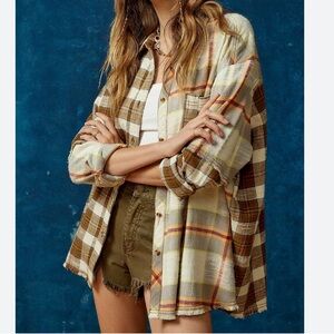 BDG One Way Or Another Plaid Flannel Button-Down Shirt | small